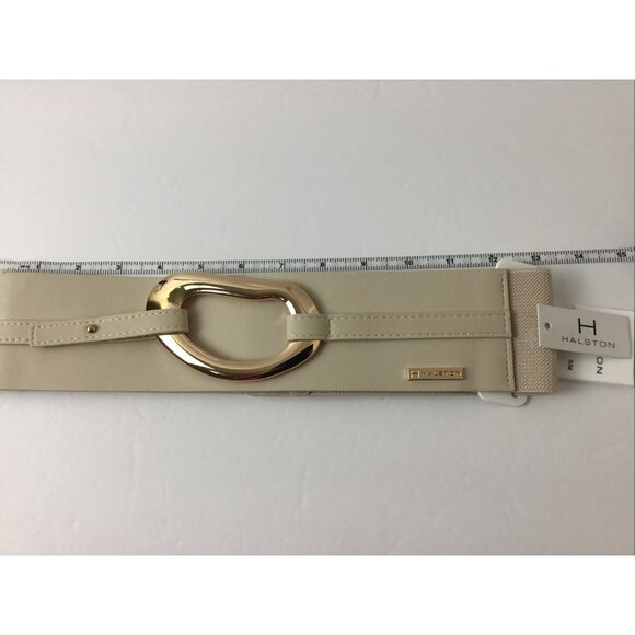 Halston Gold Metal Chain Link Detail Belt Stretch Size S M Preppy Retro Y2K New - Picture 7 of 8